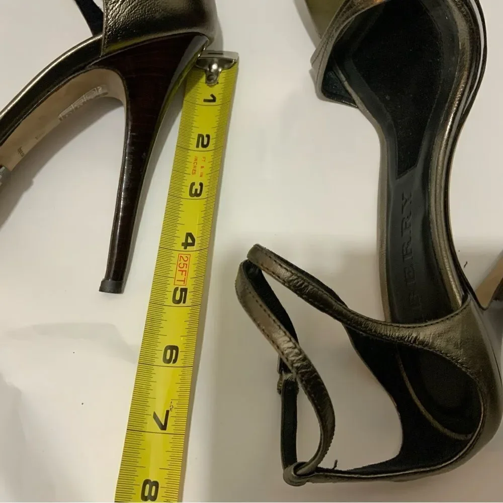 Burberry Pewter Gunmetal Metallic Stiletto Heels size 37 Italy